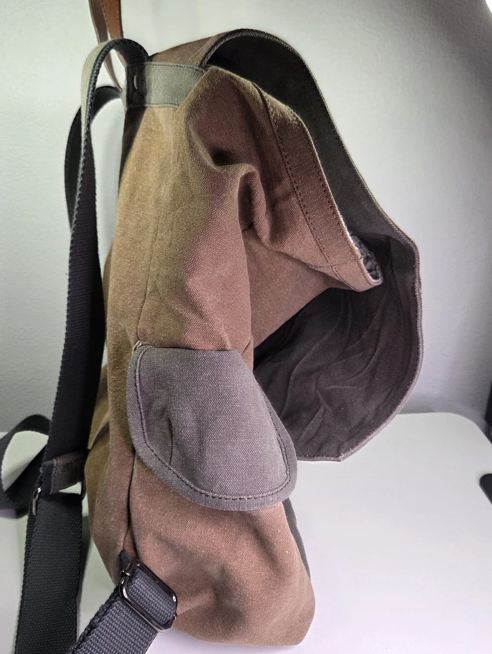 Mona B Canvas Military Tarp Sebastian Travel Backpack Distressed Pockets